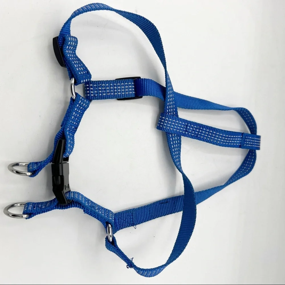 Pawitas 6 ft Puppy or Dog Leash & Reflective Harness, Blue, Size Small